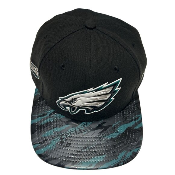 Philadelphia Eagles New Era Snapback Cap Camo Brim Black/Green Adjustable NFL - Picture 2 of 7